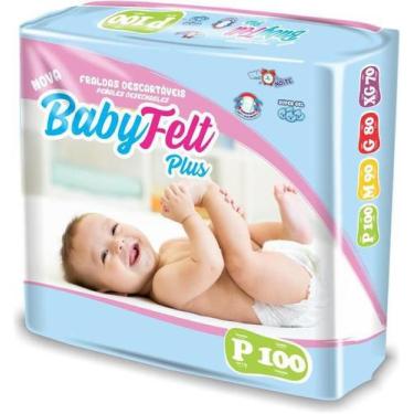 Imagem de Kit 5 Fralda Descartável Baby Felt Noturna Infantil P - 100 Unidades A
