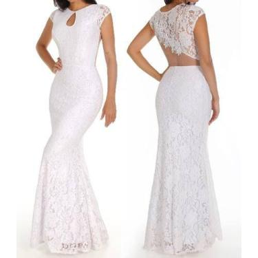 Imagem de Vestido Longo Casamento Noiva De Renda Pre Wedding - AUGUI Noiva, Bran