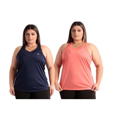 Imagem de Kit 2 Blusas Regatas Dry Fit Plus Size Fitness Feminina - Força Do Sol