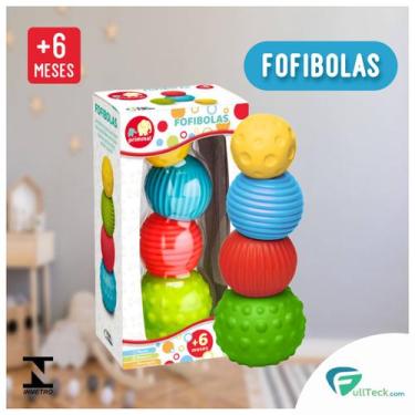 Imagem de Brinquedo Mordedor Fofibolas Empilhar Bolas Coloridas Macio - Pais&Fil