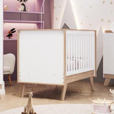 Imagem de Berço Mini Cama 3 Em 1 Confete Henn Branco Com Jequitibá Hp - MÓVEIS H