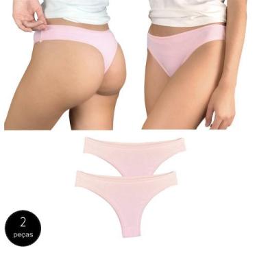 Imagem de Kit 2 Calcinhas Fio Dental Try Basics Algodão Cotton Básica Lisa Moda 