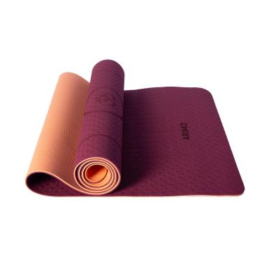 Imagem de ARIMO Tapete Yoga Mat Antiderrapante TPE Ecológico Biodegradável Todos Os Tipos de Yoga/Pilates 181 x 61 cm x 6 mm (Marsala & Papaya TPE com Linhas)