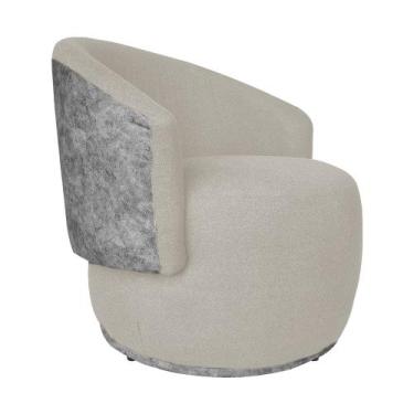 Imagem de Poltrona Beatriz com Composê Calacata Cinza no Bouclê Bege - Vallisa D