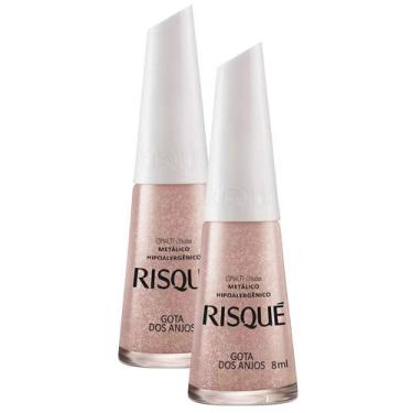 Imagem de Kit 2 Esmalte Risqué Cor Gota dos Anjos Metálico com 8ml
