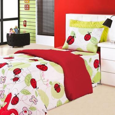 Imagem de Kit completo infantil edredom kids solteiro estampado + jogo de lençol