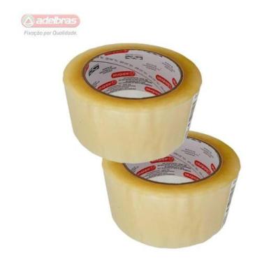 Imagem de Kit 2 Fita Durex Adesiva Grande Rolo Reforçada 48mmx100m  ADELBRAS