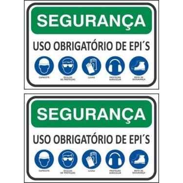 Imagem de 2 Placas Segurança Uso Obrigatório De Epi 30x20 Sinalização - Royal Ar