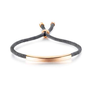 Imagem de Rockyu Pulseira ajustável em ouro rosa e prata com corrente hipoalergênica de aço inoxidável para homens e mulheres, presente elegante unissex, Aço inoxidável