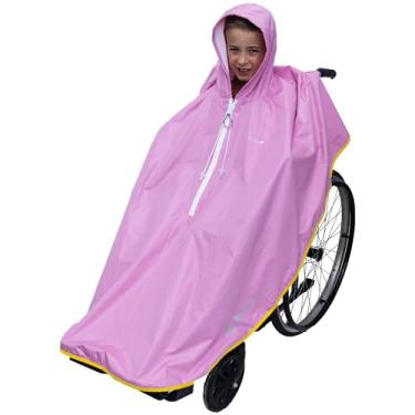 Imagem de GOTITA Poncho impermeável para cadeira de rodas infantil – Capa de chuva para cadeira de rodas – Design italiano (rosa)