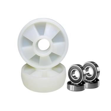 Imagem de Conjunto de 2 Rodas de Nylon Direcional 180x50mm para Paleteira Manual Paletrans TM2500 e TM3000 com Rolamento - Cód. 0436098