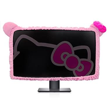Imagem de Kakurookie 27'' - 34'' Computer Monitor Protective Cover with Cat Ear Design, Cute Pink Monitor Dust Cover with Furry Design, Elastic Dustproof, Suitable for PC, Tablet, TV (27-34in, Pink)