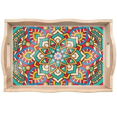 Imagem de DIY Diamond Art Tray with Handle 5D Diamond Art Painting Plate Creative Design Handmade Wooden Tray 13.8x9.6 Inches (J7)