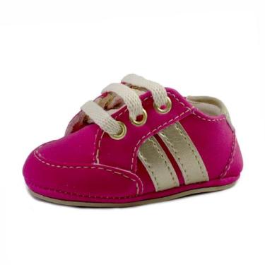 Imagem de Bebê-Sapatinhos recém-nascido e primeiros passos, forrado com tecido espumado14ao20 baby 1901C (Pink Dourado, BR, Bebê, Numérico, 14)