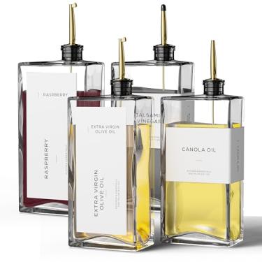 Imagem de HCYWOC Dispensador de azeite de oliva para cozinha, frasco dispensador de azeite de oliva de 500 ml, garrafas de óleo de vidro para cozinha, conjunto de dispensador de óleo e vinagre com 8 dosadores