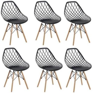 Imagem de Kit com 6 Cadeiras Cloe Base Madeira - Rivatti