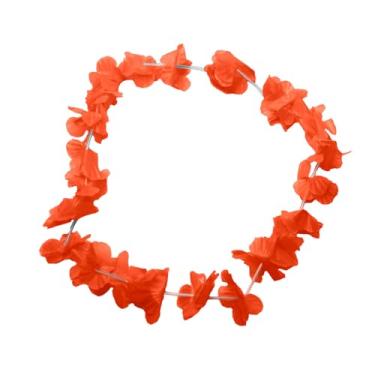 Imagem de Colar Havaiano Plástico Flores Carnaval Bloquinho Diversas Cores Festas 45cm - Silver Festas (Laranja)