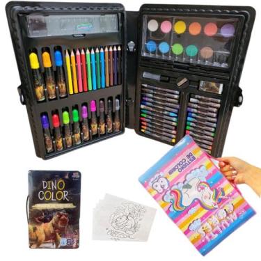 Imagem de Maleta Pintura Infantil Estojo 68 Peças Para Colorir - Europio, Preto