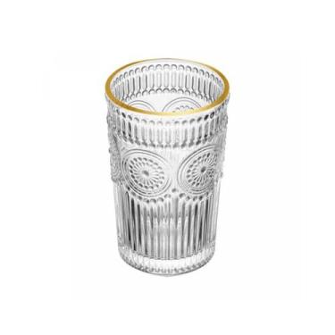 Imagem de Conjunto 6 Copos Altos de Vidro Fio de Ouro Mandala 380 ML - Wolff