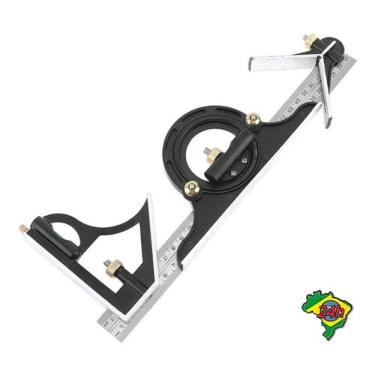 Imagem de Esquadro Nível E Transferidor Combinado 3 Em 1 Inox 300mm