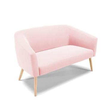 Imagem de Namoradeira 02 Lugares Stella Suede Rosa Bebê Natural - DROSSI