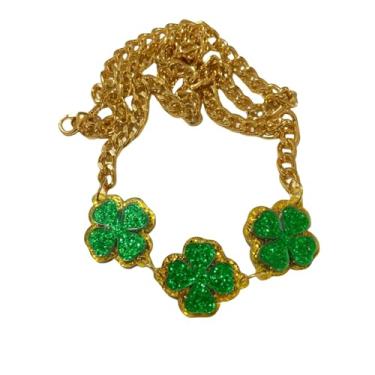 Imagem de KZL Colar com pingente de dia de São Patrício, folha de trevo verde, colar de trevo irlandês, para mulheres, joias de Natal da sorte, presentes, Acrílico, Sem Pedra Preciosa