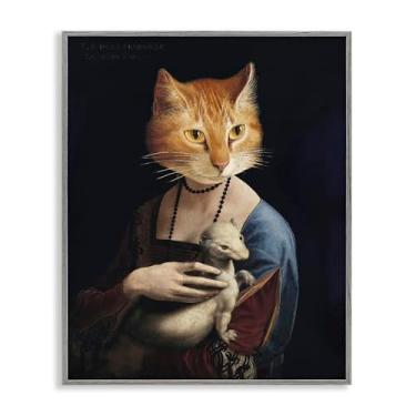 Imagem de Stupell Industries Retrato histórico gato cinza emoldurado giclée arte de parede por Alicia Longley, 16 x 20