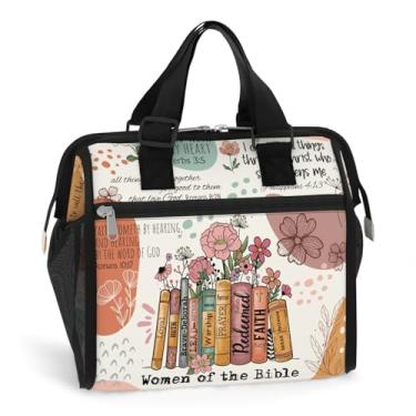 Imagem de 84hoods Lancheira isolada para mulheres. Presente religioso da fé cristã. Lancheira grande com alça ajustável para trabalho, escritório, viagem, piquenique. Mulheres da Bíblia.