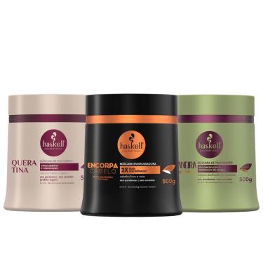 Imagem de Kit 3 Máscara Haskell Reconstrução Encorpa, Bananeira e Queratina 500g