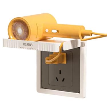 Imagem de OULIGET Suporte de parede para prateleira de tomada, pequena prateleira autoadesiva de plástico, suporte de prateleira de tomada para cozinha, banheiro, câmera, smartphone e organização de roteador