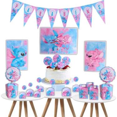 Imagem de Kit Completo Lembrancinhas e Decoração Tema Stitch Centro de Mesa aniv