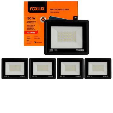 Imagem de Kit 5 Refletor Led 50W 6500K 12V IP65 Foxlux