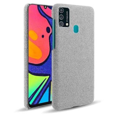 Imagem de Capa para Samsung Galaxy M21S,Capa desenhada em lona,Case Protetora Ultrafina com Empunhadura Macia,Design em Tecido Antichoque e Antiarranhões-Light gray
