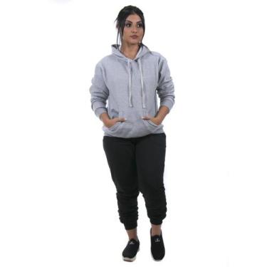 Imagem de Conjunto Moletom Feminino Calça Preta e Blusa de Moletom cor Cinza - I