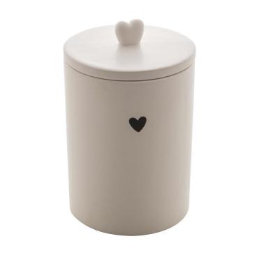 Imagem de Pote Cerâmica Com Tampa Bambu Heart Branco 10X12Cm - Lyor