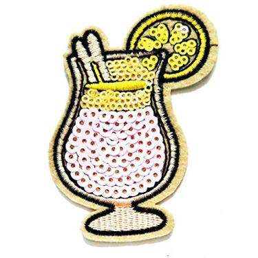 Imagem de Nipitshop Remendos de vidro rosa limão coquetel remendo férias bebida mista desenho animado bordado aplique bonito costurar ferro em crianças artesanato patch para bolsas jaquetas jeans roupas