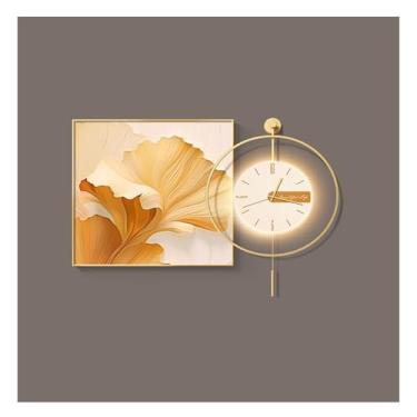 Imagem de Pintura decorativa com relógio Relógio de parede decorativo para sala de estar, arandela quadrada redonda moderna 3D, relógio de parede silencioso sem tique-taque, escultura de arte suspensa para quar