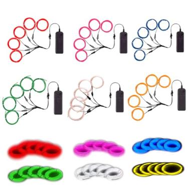 Imagem de TiTiToo Luzes neon portáteis EL fio 5 em 1 metro, fio eletroluminescente para decorações de Halloween, festas de Natal, decorações DIY e mais (6 pacotes de 5 em 1 m).