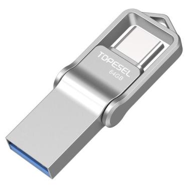 Imagem de Unidade flash USB TOPESEL 64GB USB C Dual USB 3.0 à prova d'água