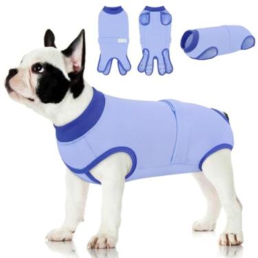 Imagem de Queenmore Fato de recuperação para cães Cone Alternativo após a cirurgia Macacão de algodão respirável para cães, traje de cirurgia para cães para castrar fêmea, evitar lamber, traje de recuperação de