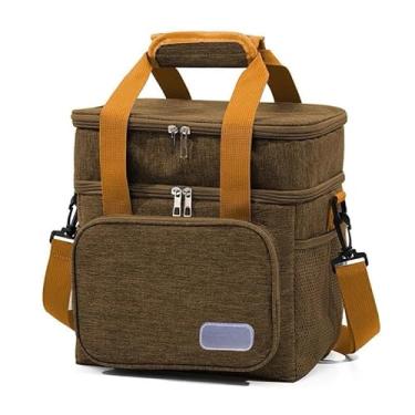 Imagem de Bolsa Termica Expansível De Grande Capacidade Para Piquenique Adequado Para Viagens Ao Ar Livre Na Praia(Marrom-M-1)
