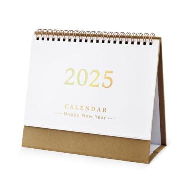 Imagem de Calendário de mesa, calendário de mesa 2024-2025, 19 x 16,3 cm, calendário dobrável para o ano acadêmico de julho de 2024 a dezembro de 2025 para escola, escritório, casa (ouro)