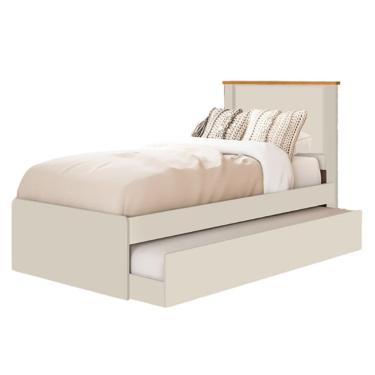 Imagem de Cama Solteiro Com Auxiliar Barcelona Off White Nature Tebar