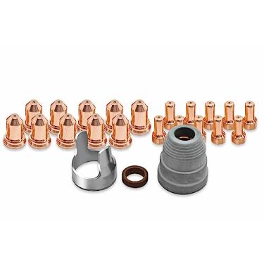 Imagem de Shinnous Kit de consumíveis de tocha de plasma IPT-80 IPT 80, 23 peças, PT-80 PT80 PTM-80, 10 pontas de plasma (1,0 mm) + 10 eletrodos + tampa de retenção + espaçador + anel de redemoinho