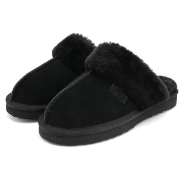 Imagem de Stelle Pantufas femininas confortáveis de inverno fofas e aconchegantes de pelúcia para uso interno e externo, Preto, 35