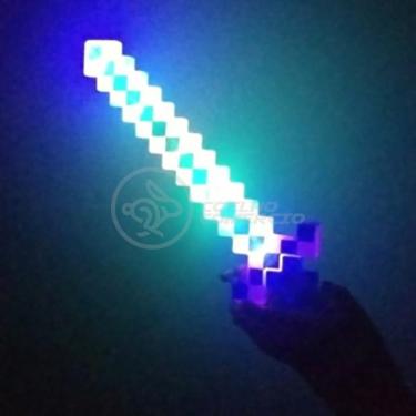 Imagem de Brinquedo Espada Pixel 58Cm Diamante Com Som E Luz À Pilha - Vermelho