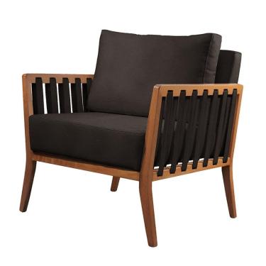 Imagem de Poltrona Helena Luxo Madeira Maciça Castellar Móbile Corino Preto Corino Preto