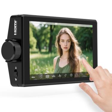 Imagem de Desview Monitor de campo de câmera A5 de 5,5 polegadas, tela sensível ao toque 4K HDMI de alto brilho DSLR com para-sol, 1920X1080 FHD Waveform 3D LUT Video Peaking Focus Assist