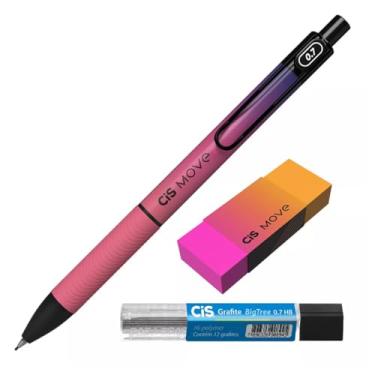 Imagem de Kit Escolar, 3 Peças, Lapiseira 0.7mm + Borracha Degradê + Grafite 2B