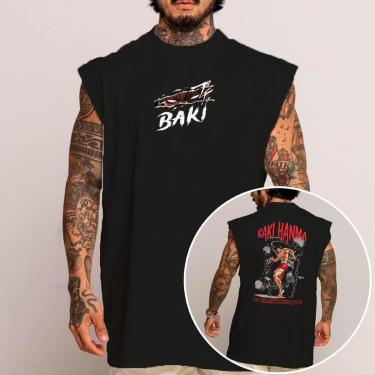 Imagem de Camiseta Regata Algodão Machão Oversized Abstract Anime Manga Baki Hanma Arte-Unissex